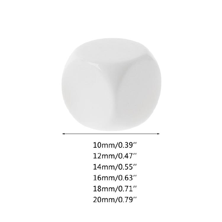 10Pcs Kids Educational Toy Board Game Dices Set White Dices Mathematical Tool 6 Sided Dices Acrylic Round Corner Dices