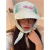 Мятно-зеленые клетчатые шапки-косынки с ремешком для женщин, летние солнцезащитные шапки для путешествий, универсальные модные солнцезащитные шляпы с наклейками