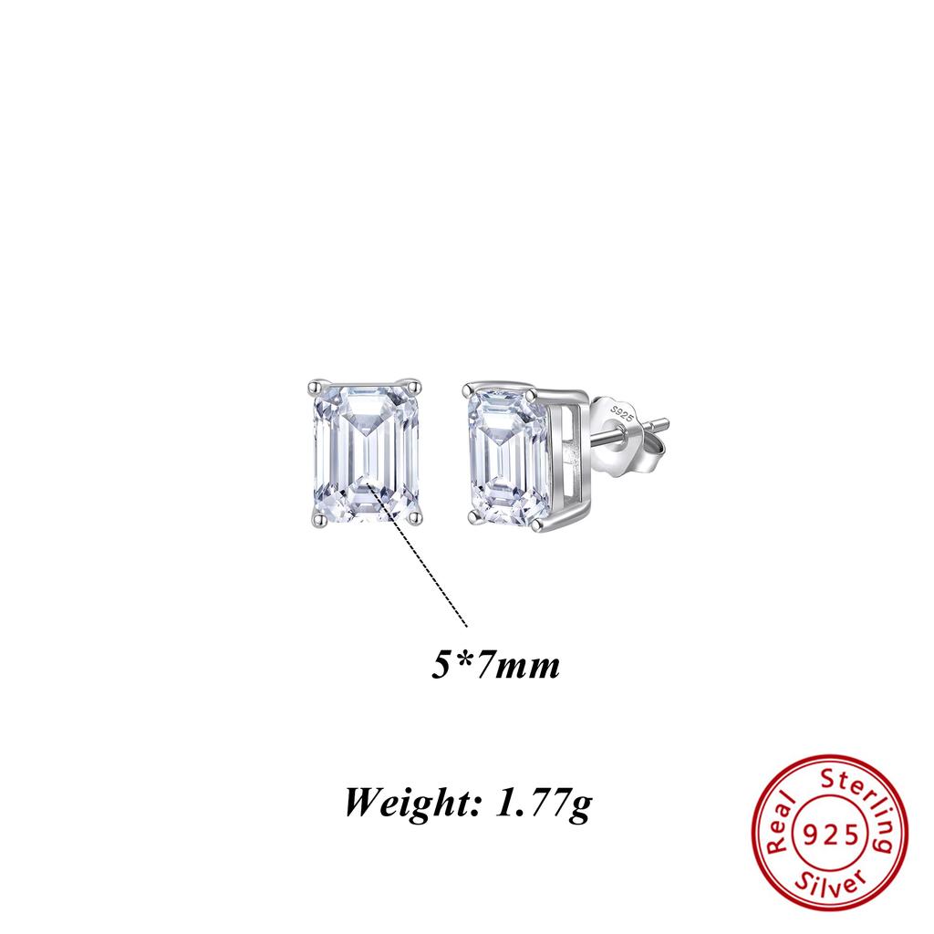 ORSA JEWELS Стильные серьги-гвоздики из стерлингового серебра 925 пробы с прямоугольным цирконием, идеально подходят для добавления элегантной нотки LZE56