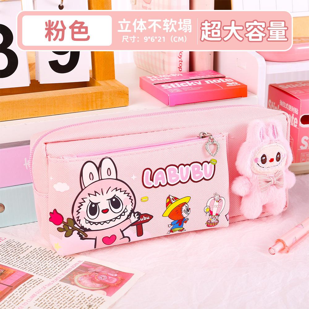 Пенал с мультяшным рисунком, студенческий милый холщовый пенал, большой вместимости, пенал для учеников начальной и средней школы
