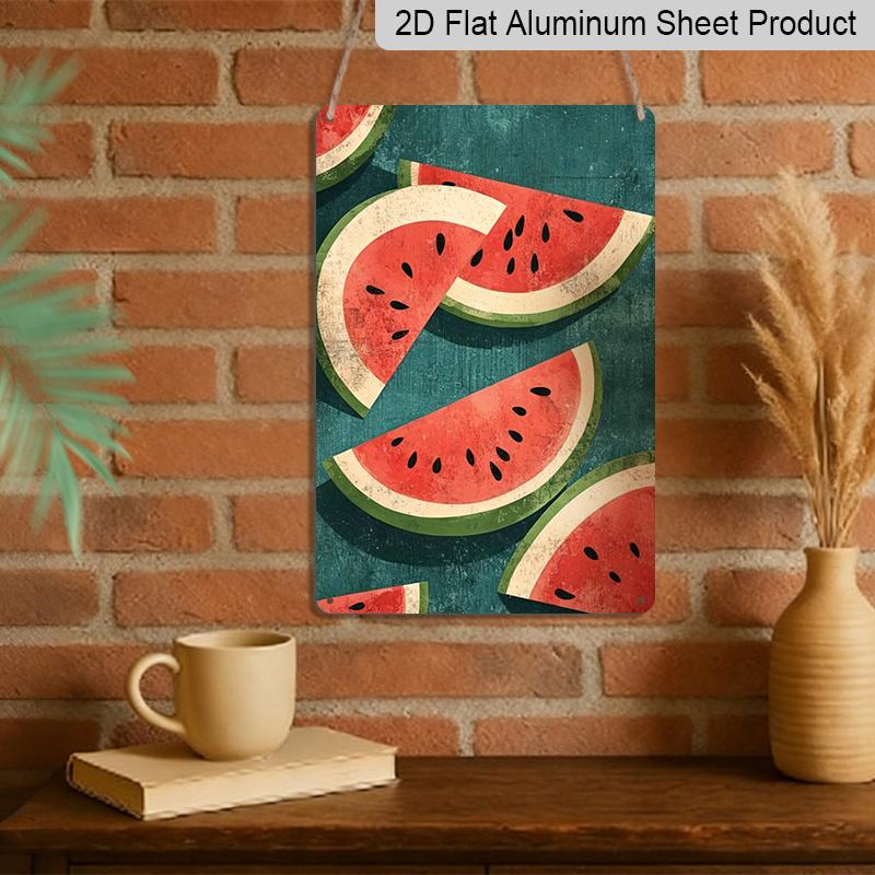 2D Flat, 1pc Vintage Watermelon Slice Metal Sign - Vintage Aluminum Wall Art, Suitable for Cafes, Restaurants, Homes, Garages, Yards, Gardens - Sweet