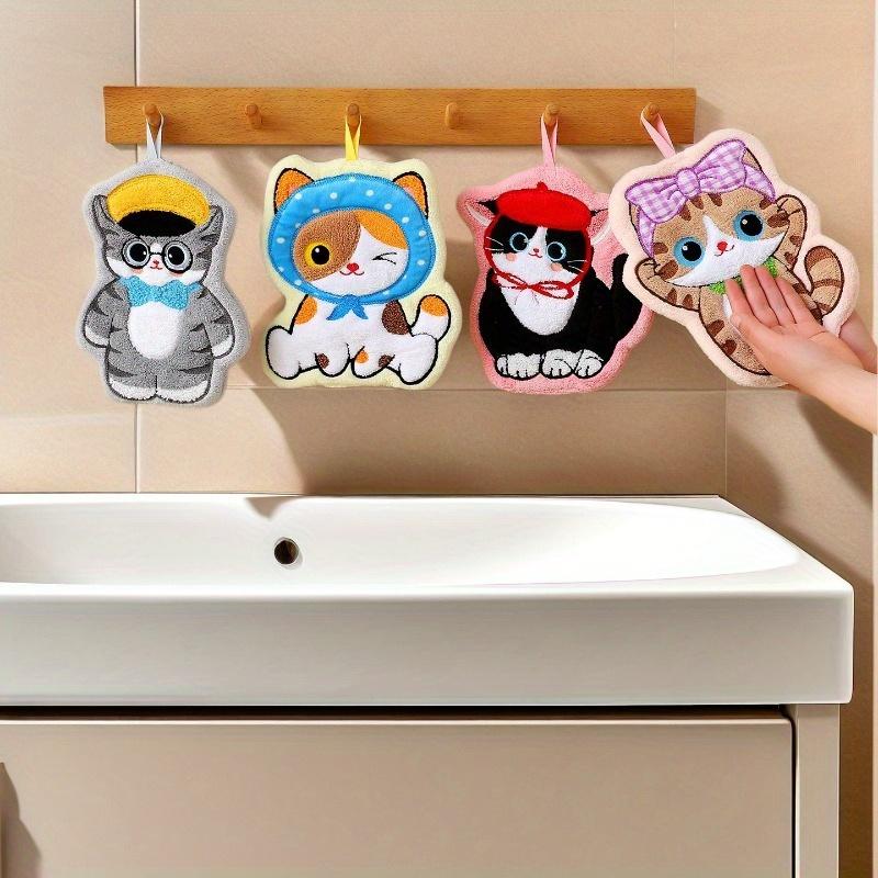 1/4 шт. Полотенца для рук из кораллового флиса в форме кошек, 4 очаровательных дизайна с котятами, Супервпитывающие Быстросохнущие Кухонные Банные Полотенца, Не линяют Современный Декор