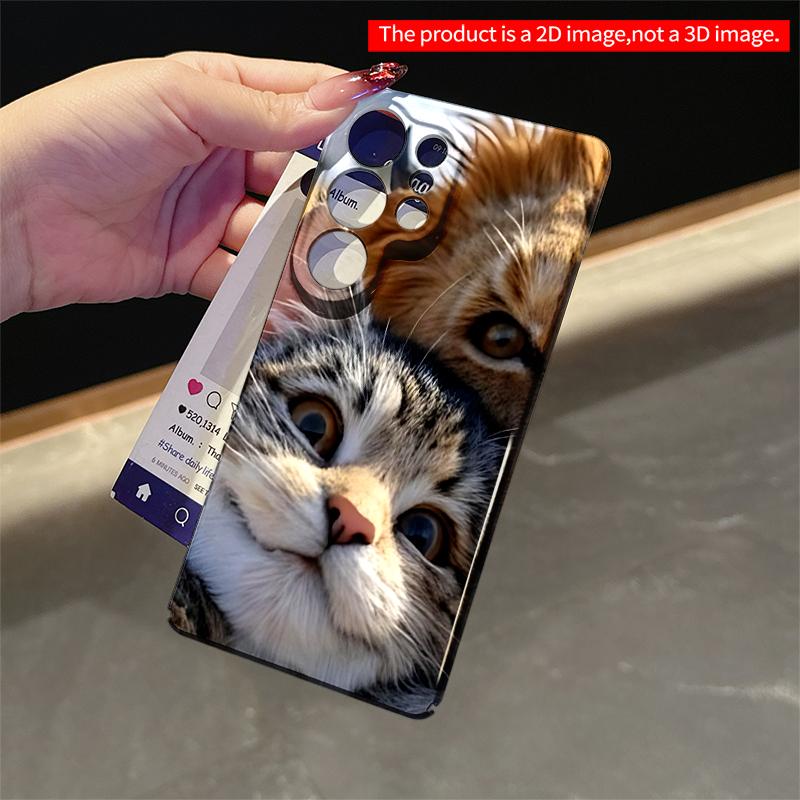 2DFlat Samsung phone case Lion and Cat Close-Up Wildlife Portrait Applicable to Galaxy S22 S23 S24 S25ULTRA S26 A12 A13 A14 A15 A16 A34 A35 A54 A55