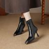 Fashion Metal Collision Avoidance Pointed Toe High Heeled Boots 2025 Autumn Winter Warm Fashion Stiletto Booties Women