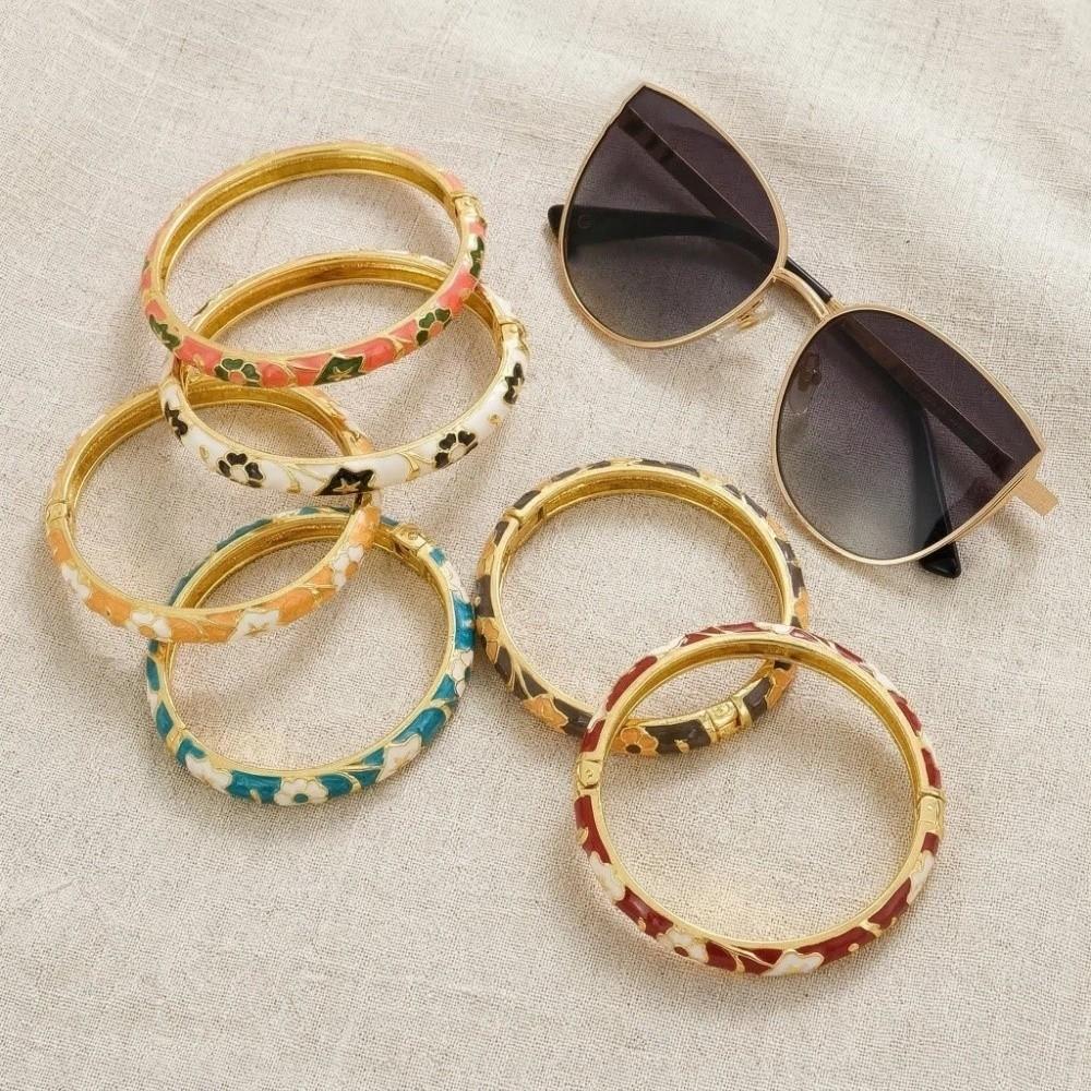 Floral Colorful Flower Bangle Traditional Women's Hand Bracelet  Jewelry Gifts