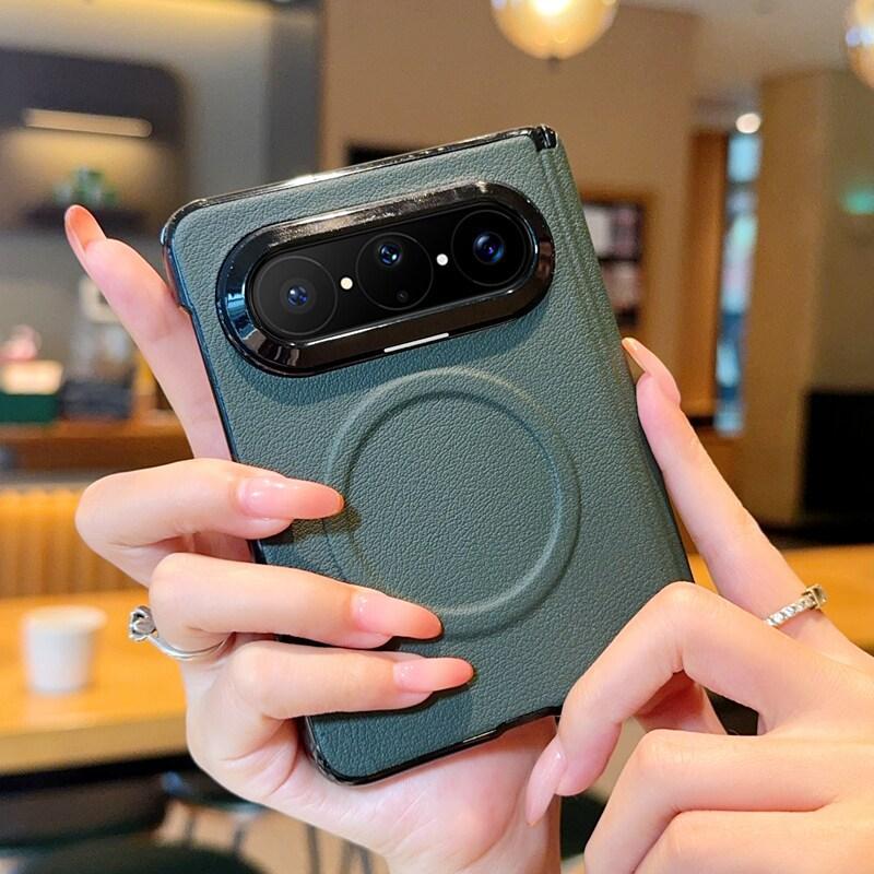 Применимо к складной крышке для мобильного телефона Huawei PuraXMax, двойная центральная ось, рисунок личи, магнитное притяжение, простая бизнес-версия для мужчин и женщин