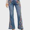 Embroidered Slim Fit Flared Women's Jeans: European and American Style