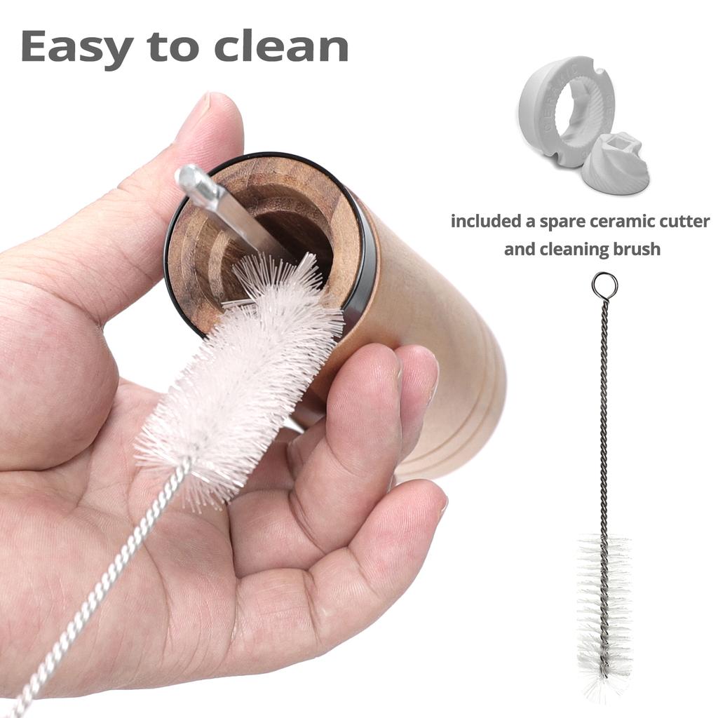 Pepper Grinder, Wood Salt and Pepper Grinder Mills Sets (included a Spare Ceramic and Brush), Salt Shakers for Your Kitchen