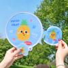 Cartoon Folding Fans Round Beach Lawn Hand Fan Flying Disc Fans  For Beach Lawn