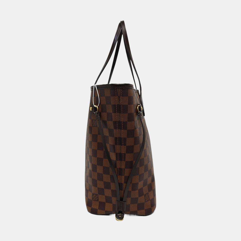 [Pre-Owned] Neverfull Mm Checkered Coated Canvas With Leather Trim Tote Bag - Very Good #W0D97T