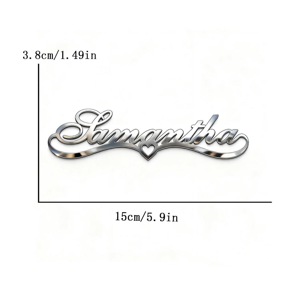 Stainless Steel Waterproof Custom Text Font 3d Metal Stickers Car Body Decal Creative DIY Decaration Silver Color Accessories