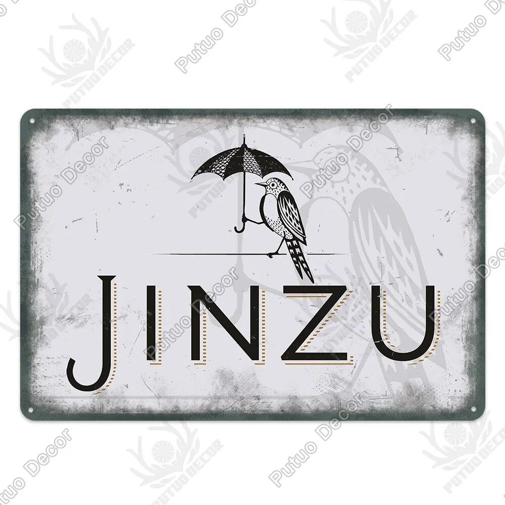 Putuo Decor Classic Gin Vintage Metal Sign Wine Tin Sign Decorative Plaque for Bar Pub Club Decoration Wall Decor Alcohol Sign