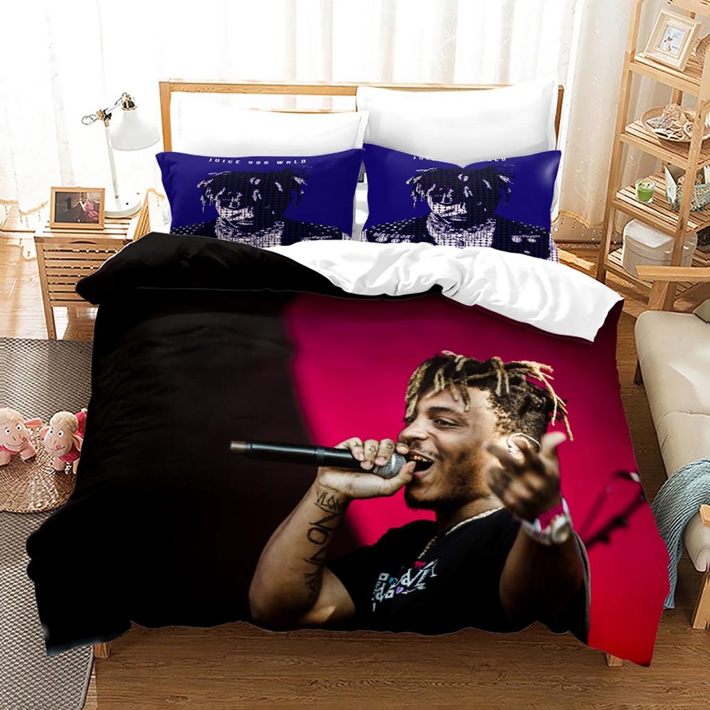 Новый Комплект Постельного Белья Juice Wrld Односпальный Полуторный Двуспальный Кинг-сайз Звезды Juice Wrld Комплект Постельного Белья Взрослый Детский Спальня Комплекты Пододеяльников 3D 018