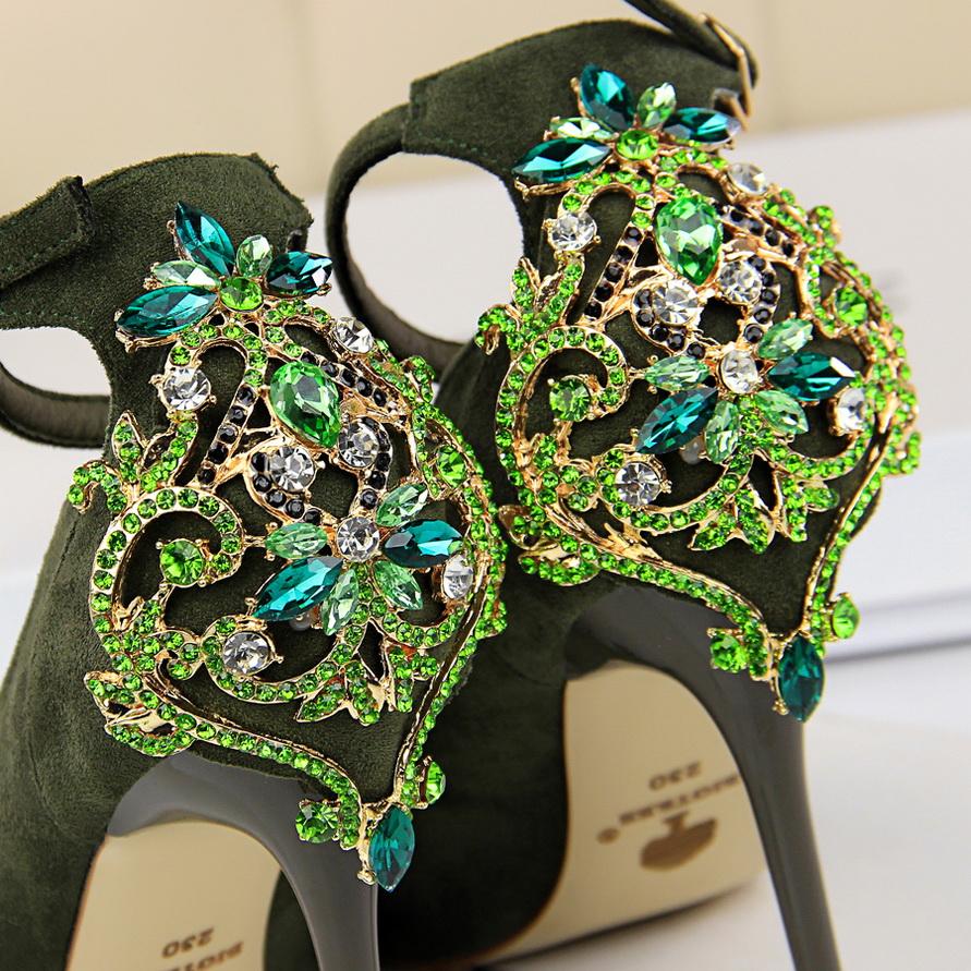 Bigtree Сексуальные замшевые туфли на очень высоком каблуке 10,5 см в европейском и американском стиле с острым носком и стразами на высоком каблуке