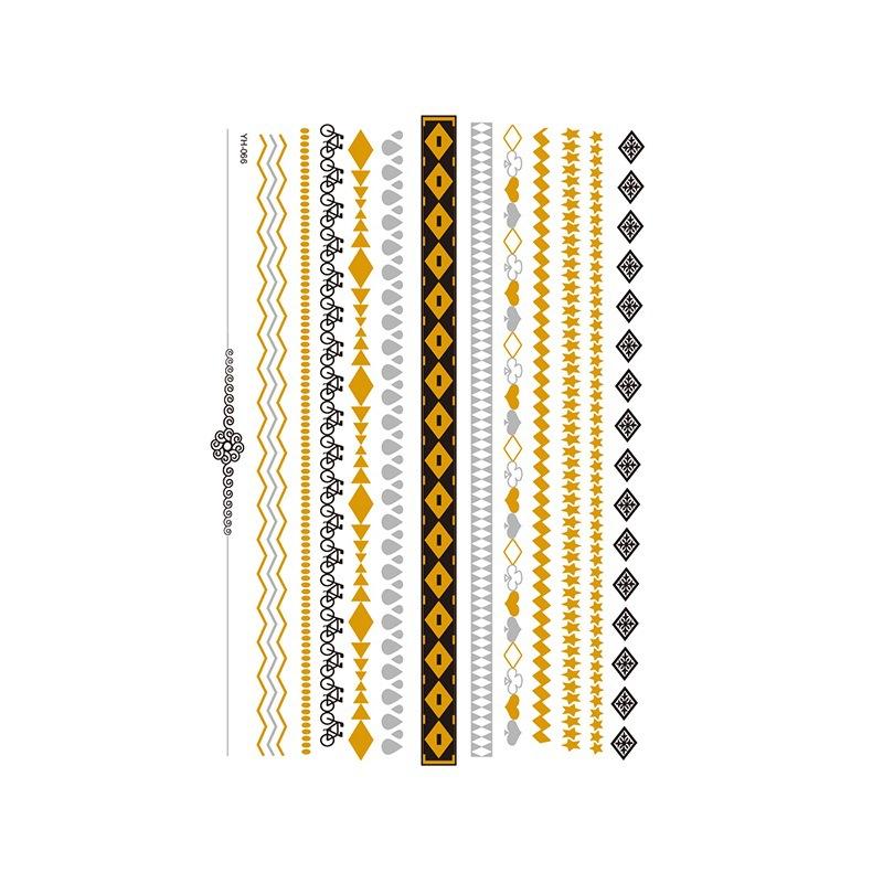 Yh ретро большая бронзовая татуировка наклейка водонепроницаемая татуировка наклейка Amazon набор горячая серебристая цветная печать наклейка