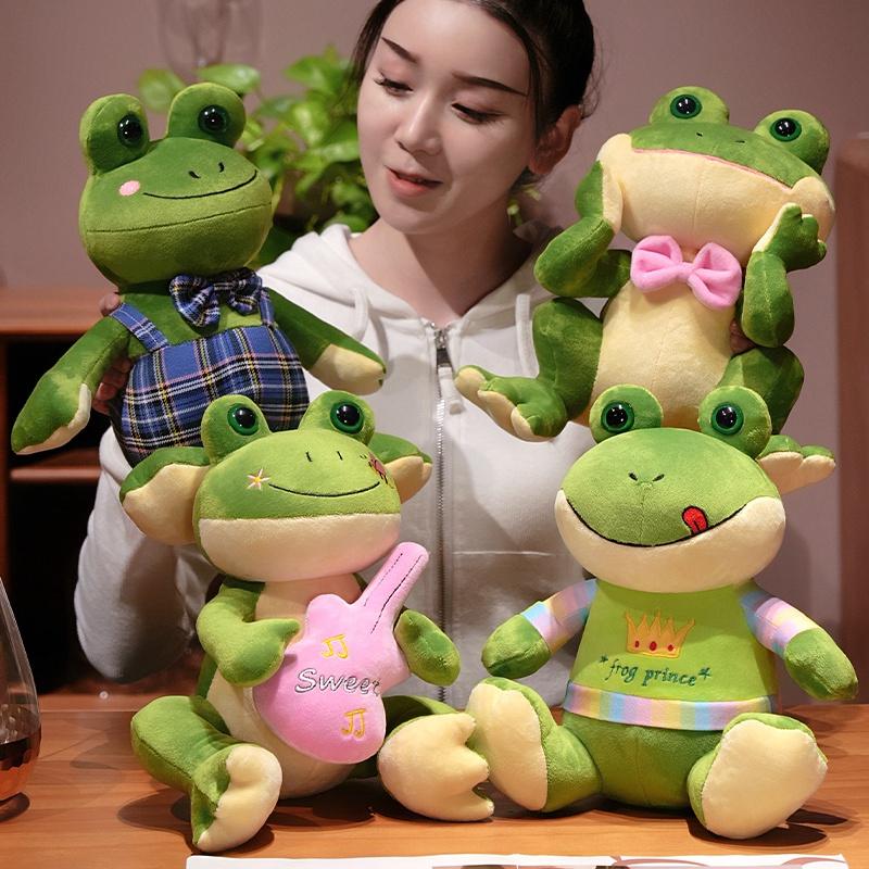 27cm Cute Animal Frog Plush Doll Cartoon Gentleman Bow Tie Guitar Frog Reptile Plush Toy Home Decoration Gift For Children