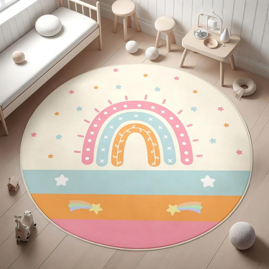 Rainbow Kids Rug,Heart Rainbow Kids Rug Washable Soft Carpet Non-Slip Girl's Room Floor Mat Nursery Playmat,Area Rug