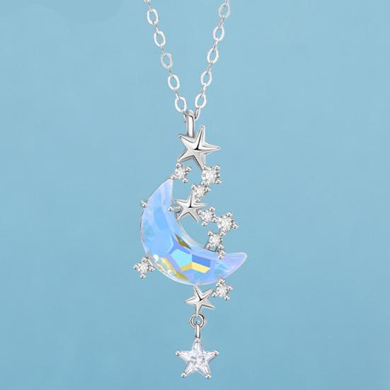 Женское ожерелье с луной и звездами, стразы, ювелирные изделия, простой нежный кулон, ожерелье, ювелирные изделия, подарки