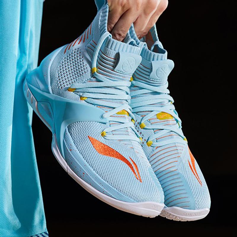 Li Ning Блокада Амортизация Скользкие Устойчивые к истиранию Высокие Баскетбольные кроссовки Мужские Синие ABAP057-3