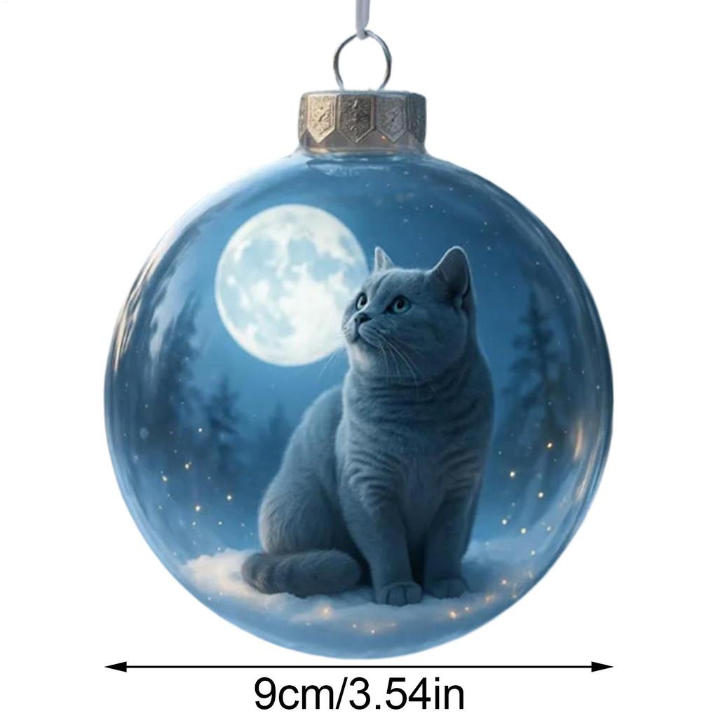 Cat Christmas Ornament Ball Cute Animal Seasonal Decor Christmas Ball Cat Pendant for Holiday Winter Indoor Home Living Room