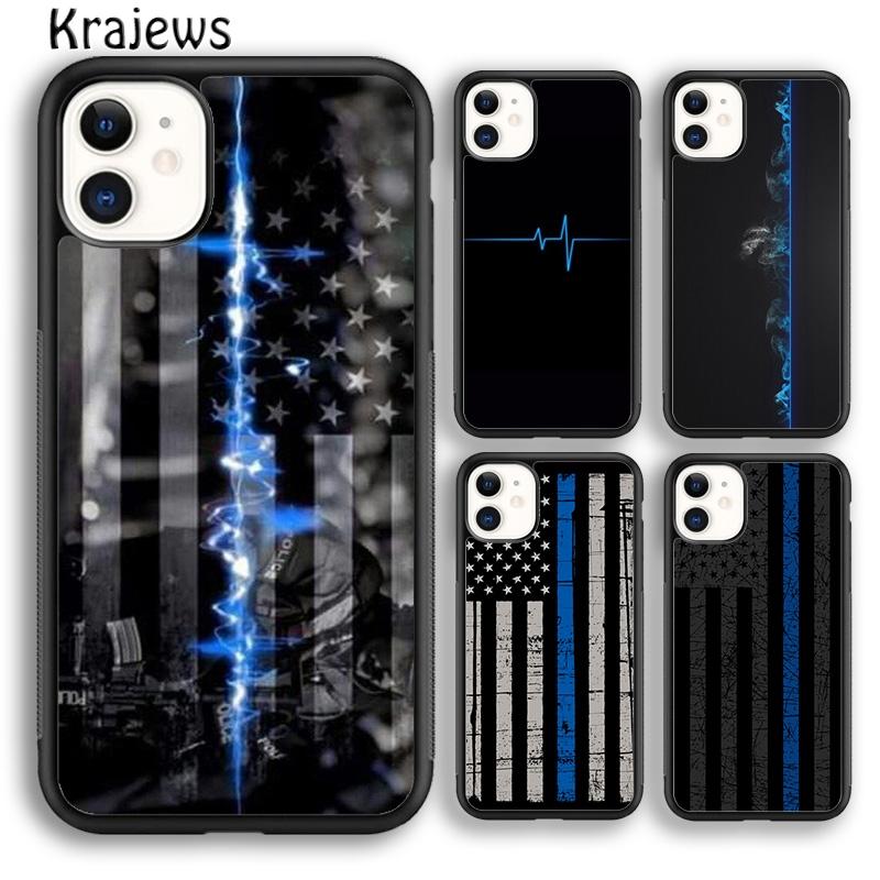 Krajews THIN BLUE LINE Police Phone Case Cover For IPhone 18 17 Air 16 15 14 plus 11 12 13 pro max coque Shell Fundas