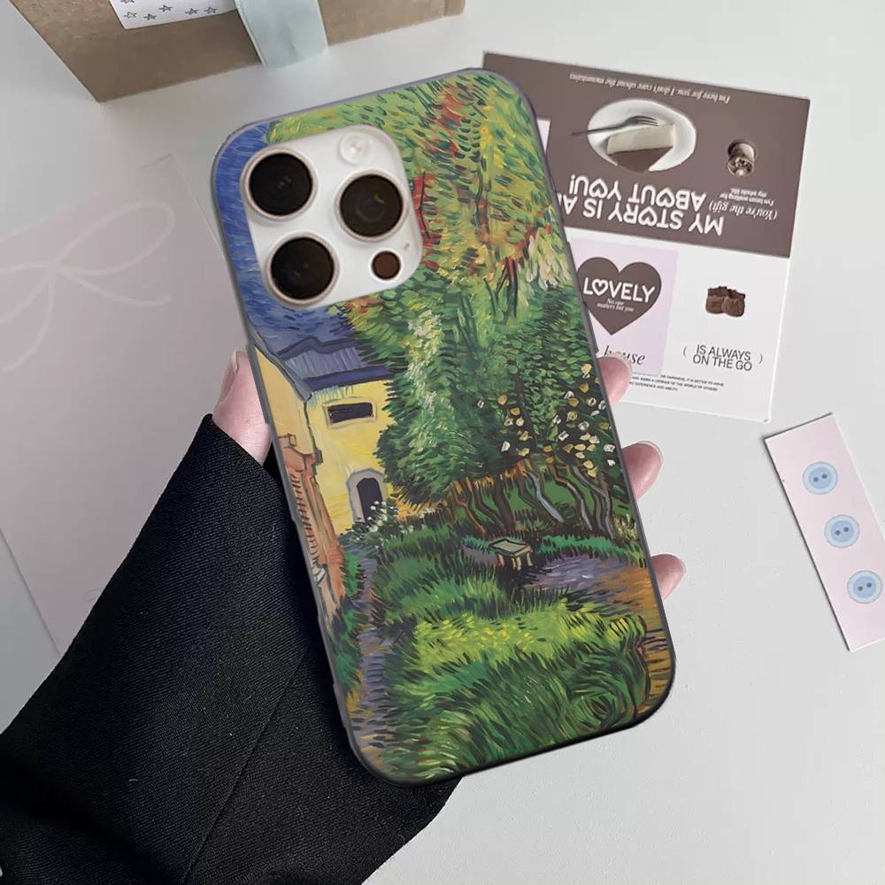 Чехол для телефона с картиной Ван Гога маслом Для IPhone 16 15 17 Pro 11 12 13 14 Pro Max Plus Мягкий Силиконовый Чехол-Ракушка с Волнистым Рисунком