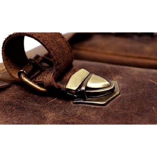 16" Mens Briefcase for Laptop Genuine Leather Messenger Bag for Men Satchel Distressed Stylish Professional Shoulder Bag