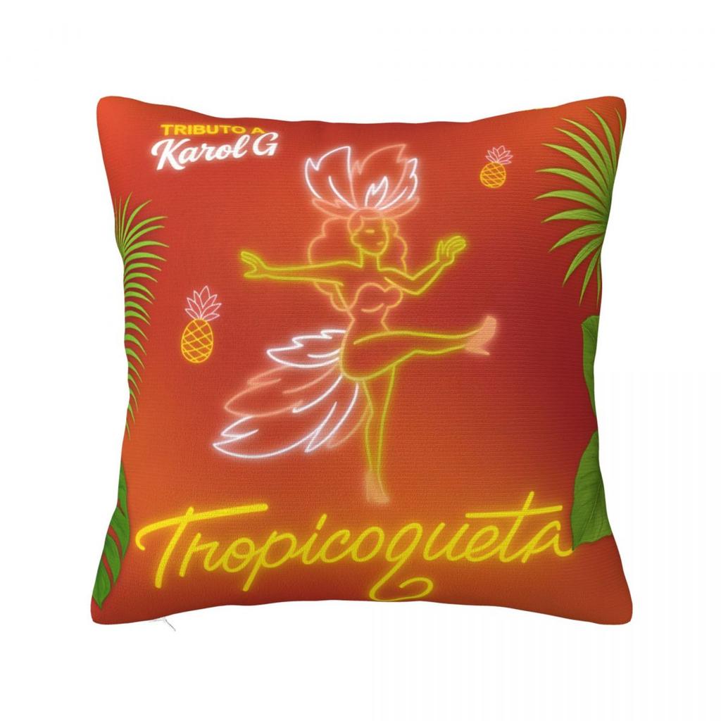 Karol G Tropicoqueta New Album Pillowcase Polyester Cushion Cover Decor Verano Rosa Throw Pillow Case Cover Home Square 40X40Cm