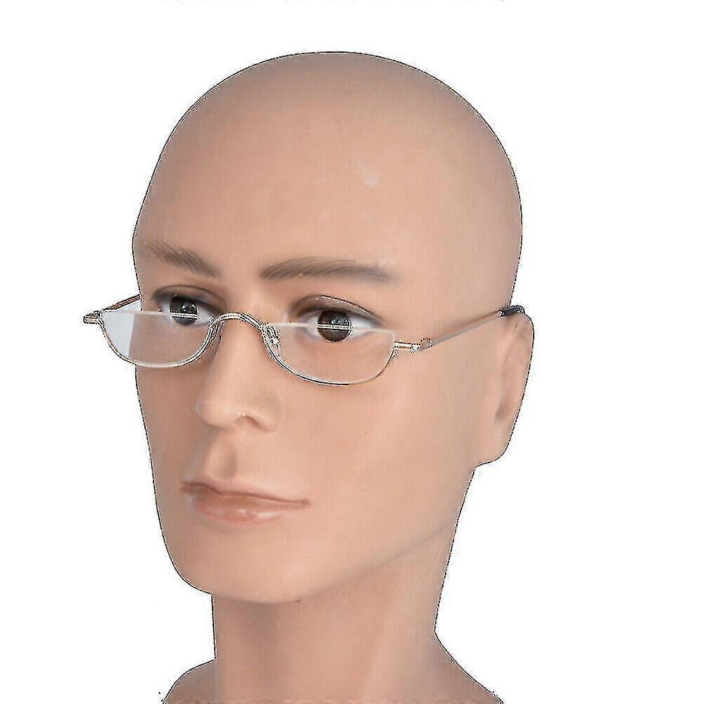Reading Glasses Metal Spring Hinges Half Moon Semi Rimless Readers 1.0~ 4.0 Tw