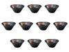 Set of 10 Black Crystal White Brushed Naruto Bowls X Ramen Bowls by Setomonohonpo 6.5" [20 8.9cm (1100cc)]