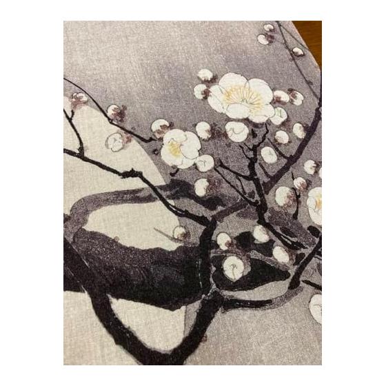 Ohara Koson White Plum Blossoms Under the Moon Ukiyo-e Tenugui (Japanese Towel) - Approx. 90x35cm, 100% Cotton, Made in Japan