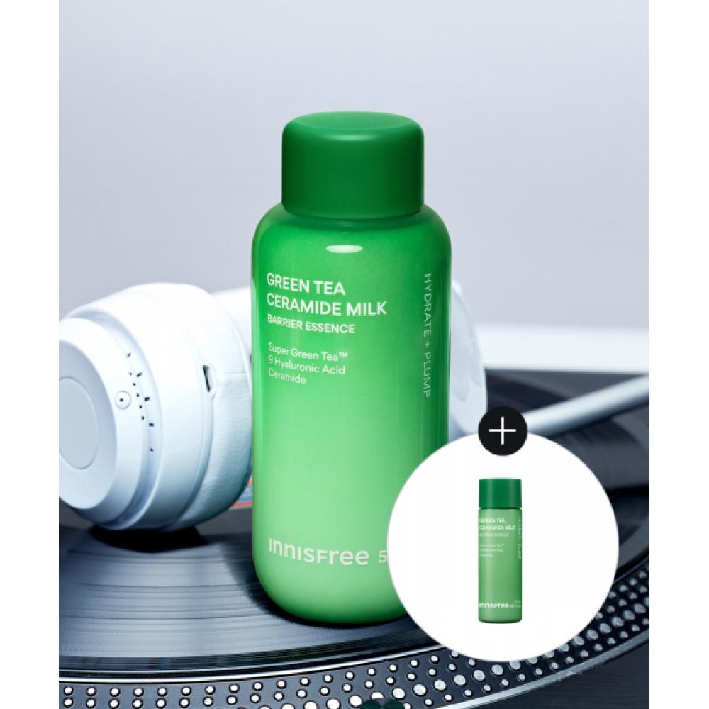 Innisfree [free Gift] Green Tea Ceramide Milk Essence 160ml + 25ml 1