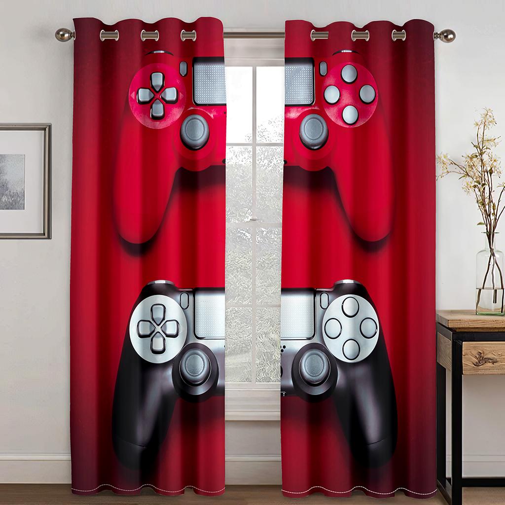 3D E-Sports Gamepad Game Controller Video Boy Kids Child Winodw Drape Curtains Set for Living Room Bedroom 2 Pieces Free Shiping