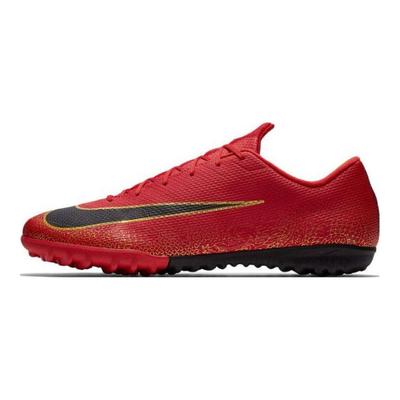 Mercurial Vapor 12 Academy CR7 Круглый носок Шнуровка TF (Резиновые шипы) Амортизирующие Прочные Футбольные Бутсы Мужские футбольные бутсы Красный Черный AJ3732-601