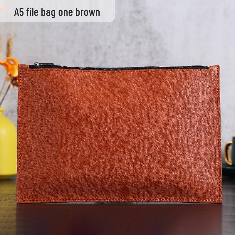Large Capacity A4 Leather File Bag - Multifunctional Business Office Folder