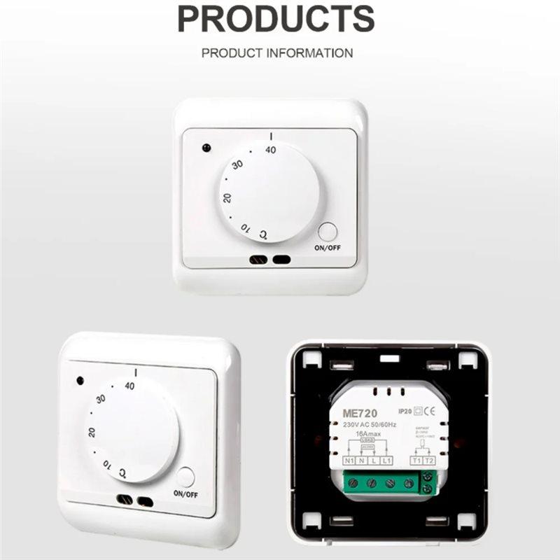 A84E-ME720 Mechanical Heating Thermostat 16A Accurate Temperature Control 110V-230V Easily Knob Adjustment