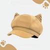 Y2K British Beret Hat Solid Color Octagonal Cap Versatile Cat Ear Hat  Autumn Winter