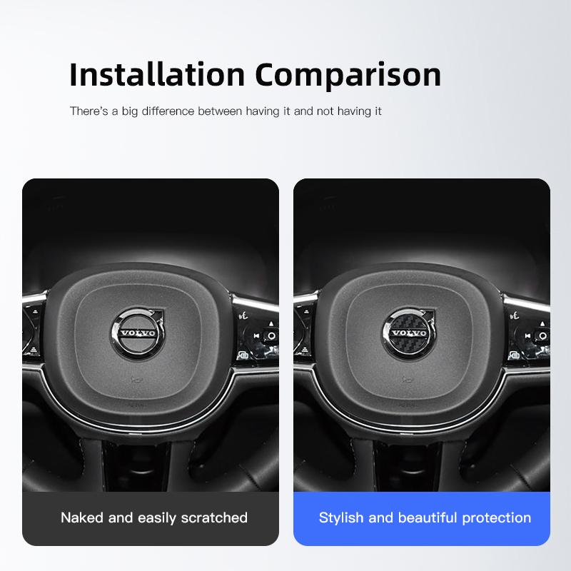 Car Steering Wheel Stickers Carbon Fiber Sticker Accessories For Volvo Xc60 Xc90 V40 V60 S60 V50 V90 S80 C40 XC40 V70 Rdesign