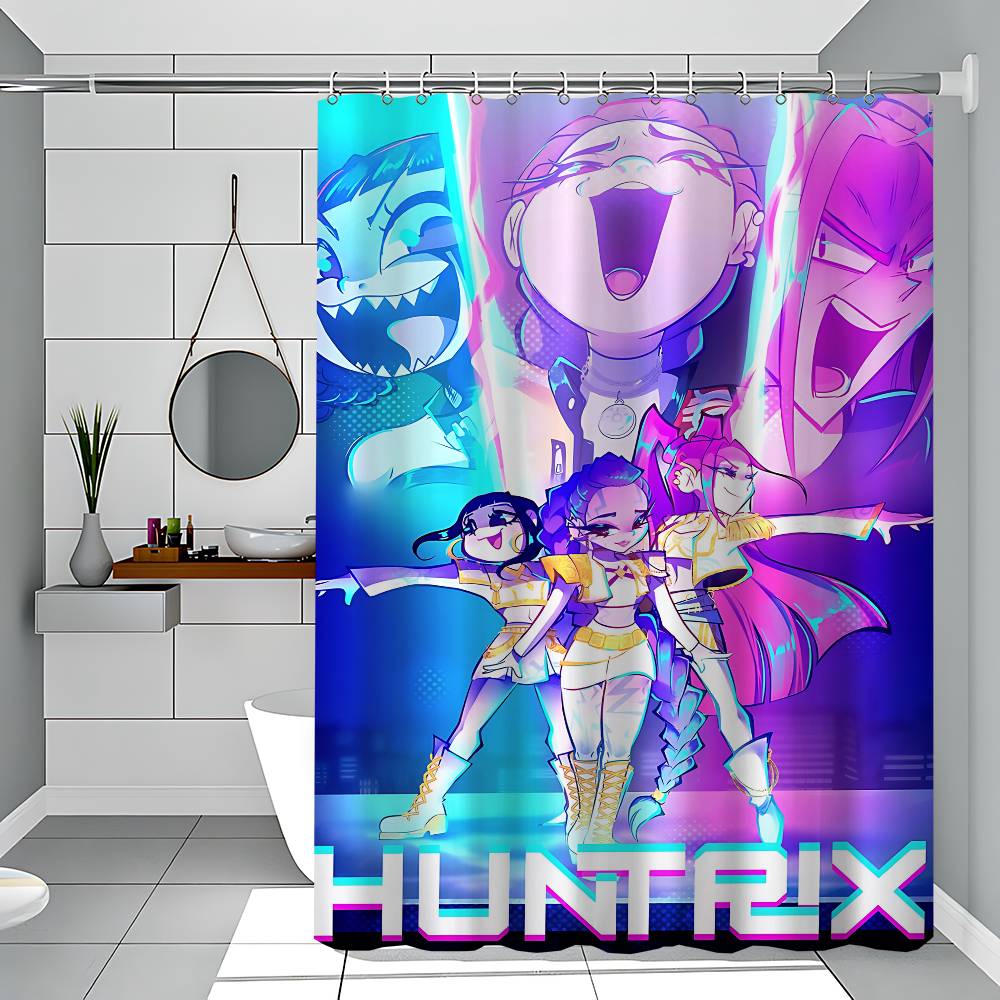 Cartoon Kpop Demon Huntrx Simple Shower Curtain Bathroom Shower Curtain Easy To Clean And Scrub Polyester Waterproof Opaque