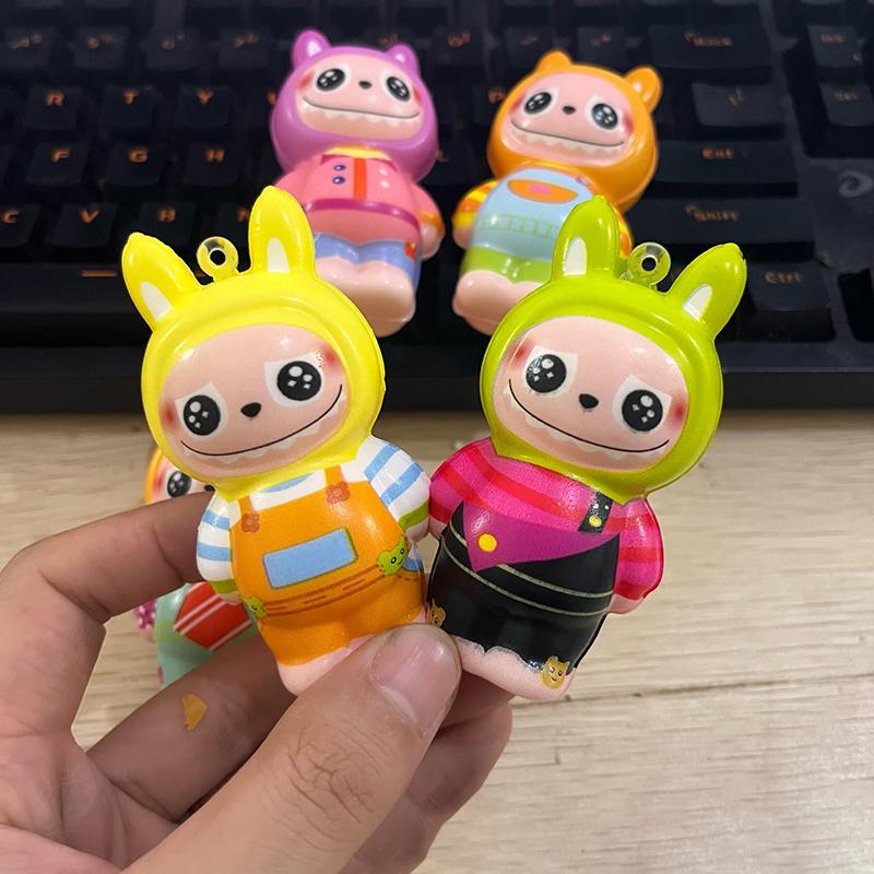 7,5 см милый мультяшный персонаж Лабубу мягкая кукла ПУ медленно отскакивающий брелок аксессуары декомпрессионная игрушка детский подарок