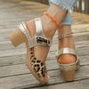 Fashion Women's Leopard Print Chunky Heel Sandals Summer Fashion Platform Roman Sandals Woman Lightweight High Heel Sandalias Mujer 2025