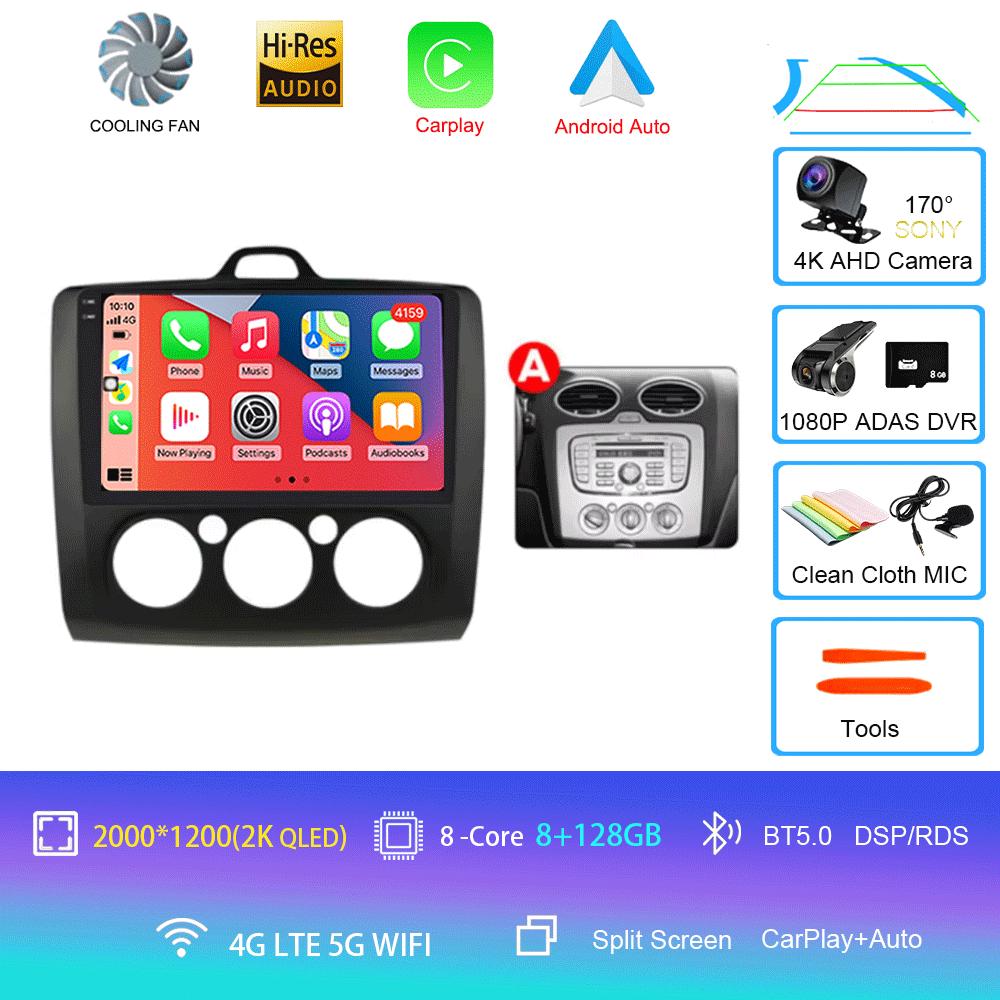 Android 14 Автомобильное радио Авторадио для Ford Focus 2 Mk2 2004 - 2011 GPS-навигация Мультимедийный проигрыватель Carplay Стерео WIFI 360 Камера
