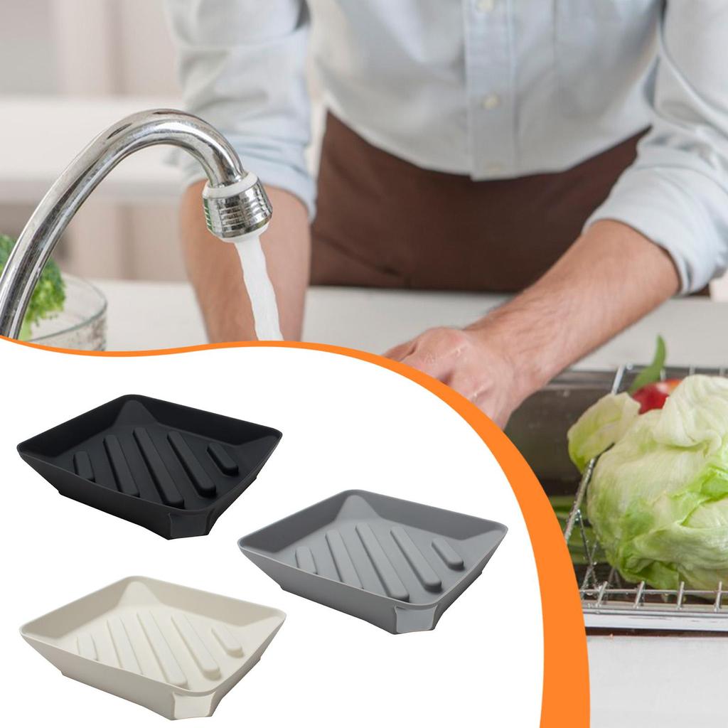 Draining Tray Silicone Sponge Holder Versatile Heat Resistant Organizer Dish Drying Mat for Kitchen Sink Area