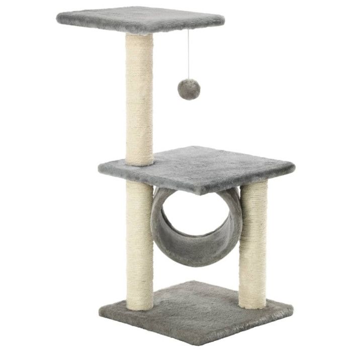 VidaXL Cat Tree with Sisal Scratching Posts 65 Cm Grey