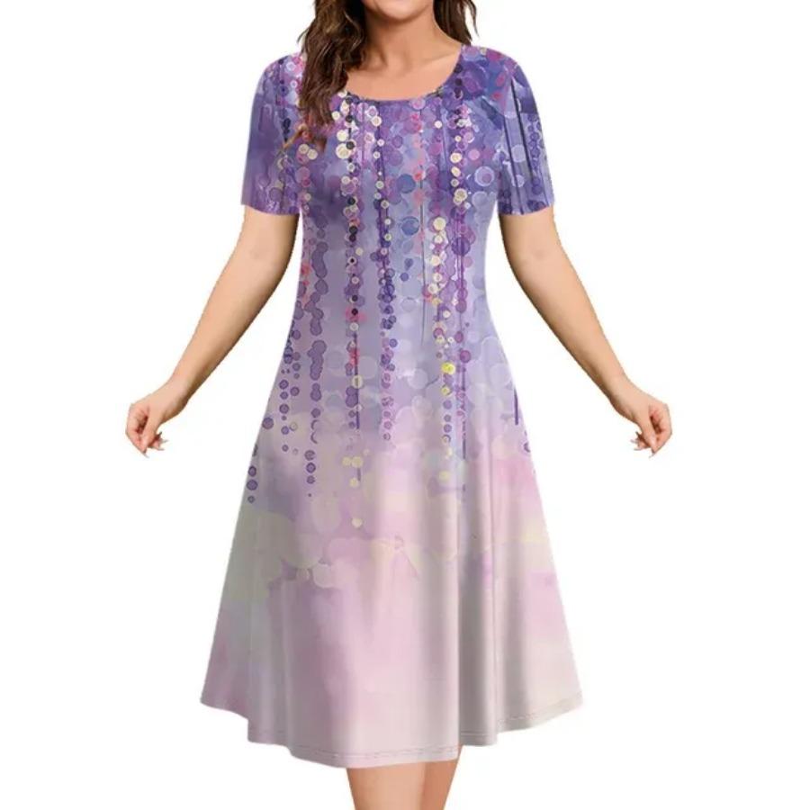 Модные элегантные женские платья с 3D-принтом, свободные платья А-силуэта больших размеров, женское повседневное платье с коротким рукавом и цветочным принтом, большой размер 6XL