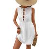 Женское летнее платье-жилет без рукавов с вырезом на груди и шнуровкой