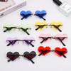 Heart-shaped Bat Sunglasses Novel Rimless Goth Glasses for Women Men Festival Party Glasses Trendy Eyewear UV 400 Protection