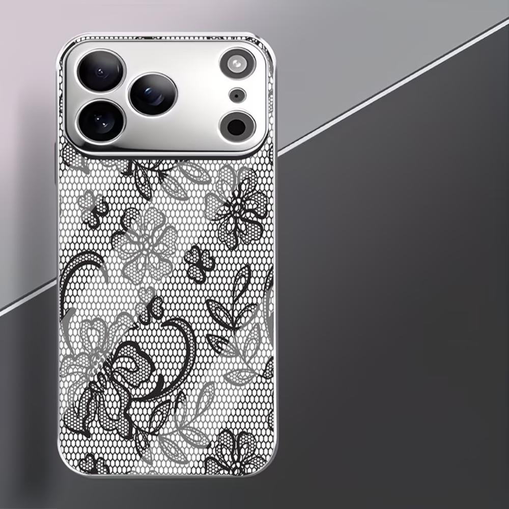 Sleek Transparent Floral Lace phone case mobile phones for iphone 17 pro max cover Glass for iPhone 17 16 15 14 13 12pm Pro Plus