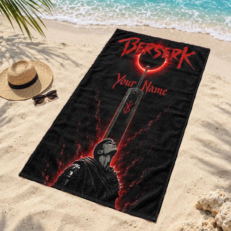 Berserk Custom Name Beach towels also serve as bath towels summer essential a musthave for the outdoors the beach and the pool
