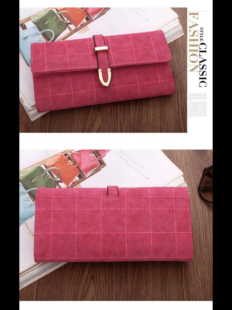 Light Luxury Frosted H-Buckle Long Women's Wallet with Drawstring Mobile Phone Bag